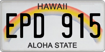 HI license plate EPD915