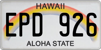 HI license plate EPD926