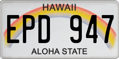 HI license plate EPD947