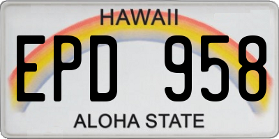 HI license plate EPD958