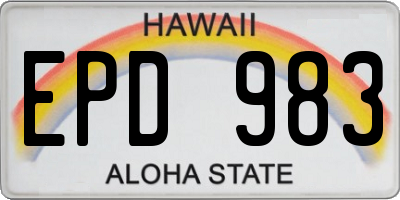HI license plate EPD983