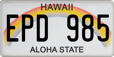 HI license plate EPD985