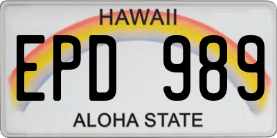 HI license plate EPD989