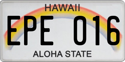 HI license plate EPE016