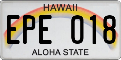 HI license plate EPE018