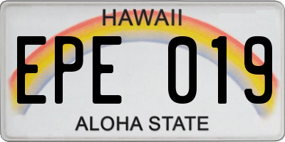 HI license plate EPE019