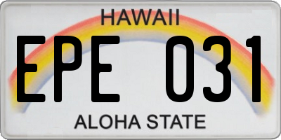 HI license plate EPE031