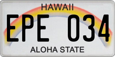 HI license plate EPE034