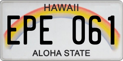 HI license plate EPE061