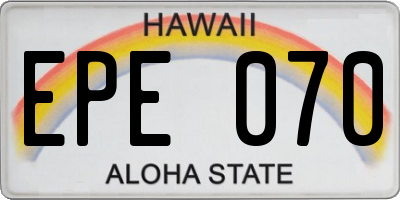 HI license plate EPE070