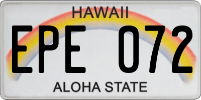 HI license plate EPE072