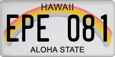 HI license plate EPE081