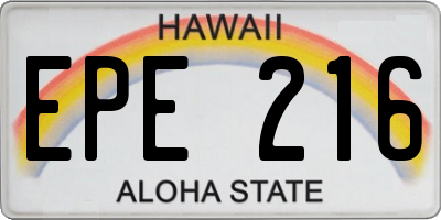 HI license plate EPE216