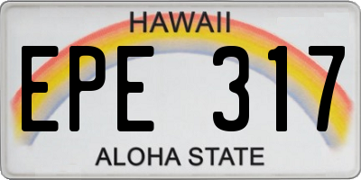 HI license plate EPE317