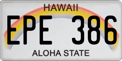 HI license plate EPE386