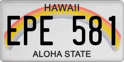 HI license plate EPE581