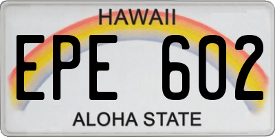 HI license plate EPE602