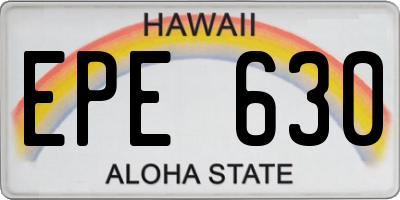 HI license plate EPE630