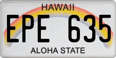 HI license plate EPE635