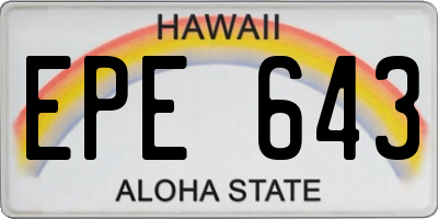HI license plate EPE643