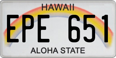HI license plate EPE651