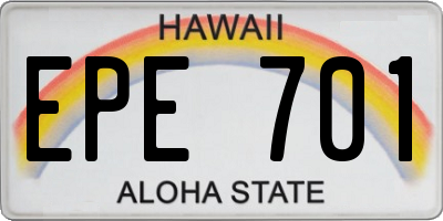 HI license plate EPE701