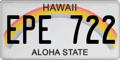 HI license plate EPE722