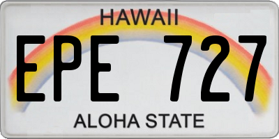 HI license plate EPE727