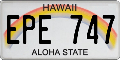 HI license plate EPE747