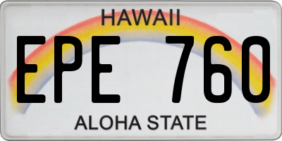 HI license plate EPE760
