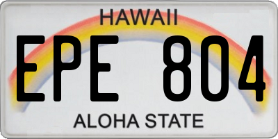HI license plate EPE804
