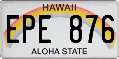 HI license plate EPE876