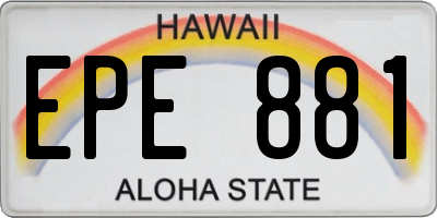 HI license plate EPE881