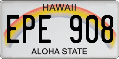 HI license plate EPE908