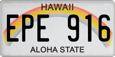 HI license plate EPE916