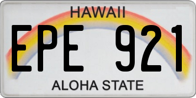 HI license plate EPE921