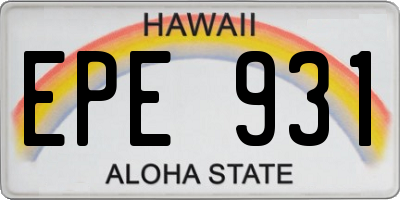 HI license plate EPE931