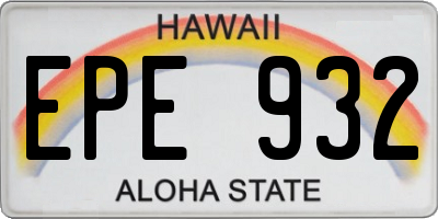 HI license plate EPE932