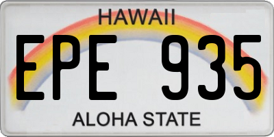 HI license plate EPE935