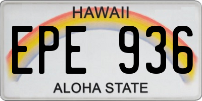 HI license plate EPE936
