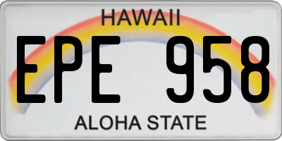 HI license plate EPE958