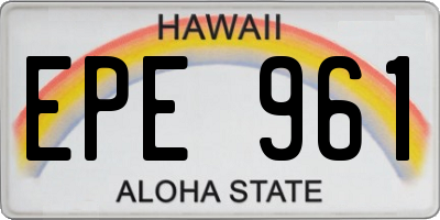 HI license plate EPE961