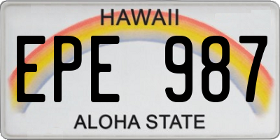 HI license plate EPE987
