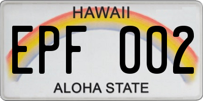 HI license plate EPF002