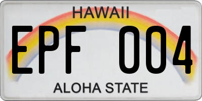HI license plate EPF004