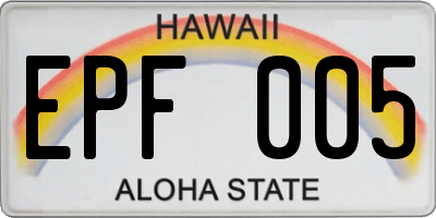 HI license plate EPF005
