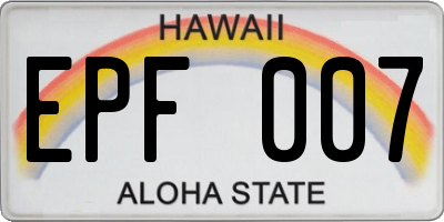 HI license plate EPF007