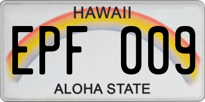 HI license plate EPF009