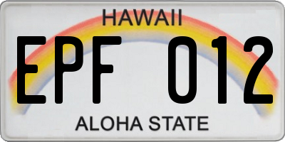 HI license plate EPF012