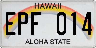 HI license plate EPF014